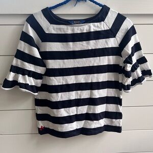 Polo by Ralph Lauren Black and White Striped Kids Blouse